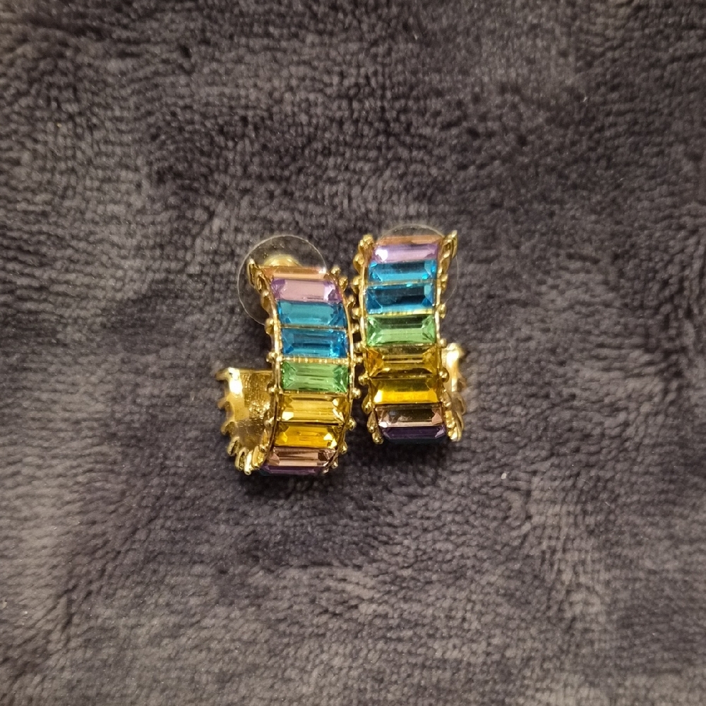 Multicolor Gold-Tone Hoop Earrings